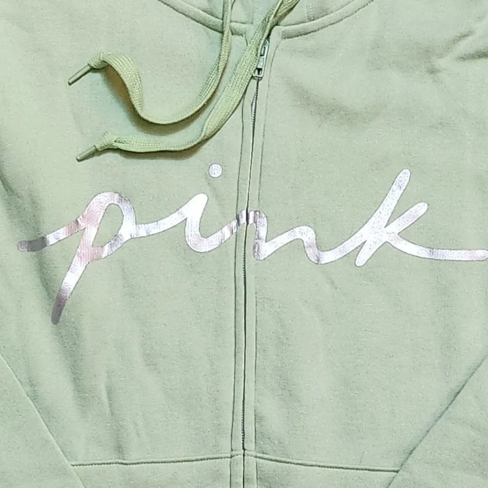 PINK VICTORIA'S SECRET Mint Green Silver Metallic Jogger Set - XXL - Picture 3 of 7